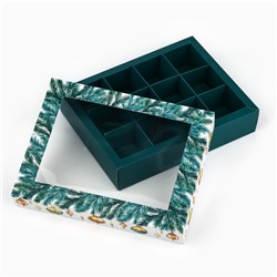Коробка складная под 12 конфет новогодняя «Ёлочные игрушки», 14×18×3.5 см
