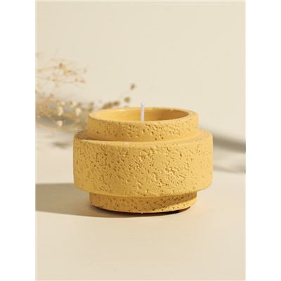 Свеча в подсвечнике вулканическом «Цилиндры», жёлтая, 8.1×8.1×5.4 см