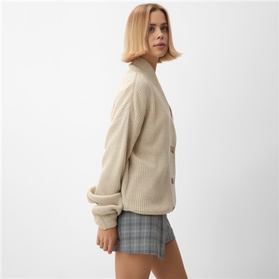 Кардиган на пуговицах женский MINAKU: Casual Collection, бежевый, размер 50