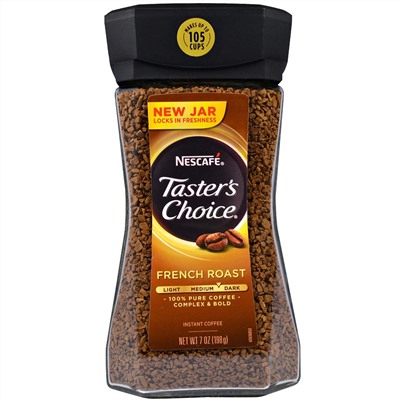 Nescafé, Taster's Choice, Instant Coffee, French Roast, 7 oz (198 g) Тестер Чойс, растворимый кофе, французской обжарки, 7 унций (198 грамм)