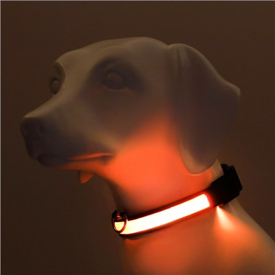 Ошейник с подсветкой Flash 3 режима свечения, размер XL, ОШ 52-60×2.5 см жёлтый