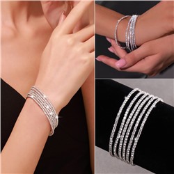 Тонкие блестящие браслеты на руку, набор 6 штук. Универсальный размер на резинке