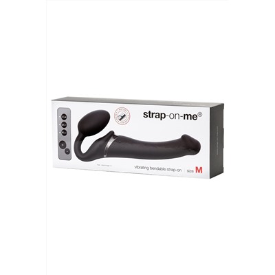 Черный безремневой вибрострапон Silicone Bendable Strap-On - size M