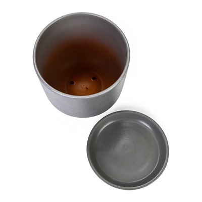 Горшок для цветов «Жемчуг», 5.4 л, d=21.5 см, h=19 см, керамический, с поддоном, серый