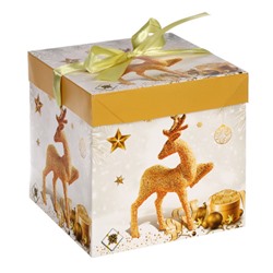 Коробка подарочная 15х15х15 см складная / 115-M /уп 12/840/Новый год