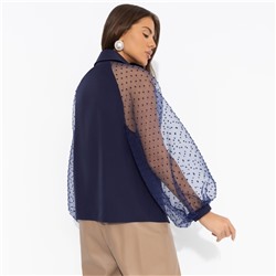 Блуза комбинированная с органзой, Теория красоты (синяя туманность)