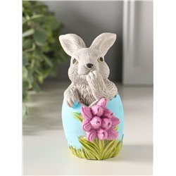 Фигурка гипс «Заяц пасхальный с букетом», 11×6 см, цветной