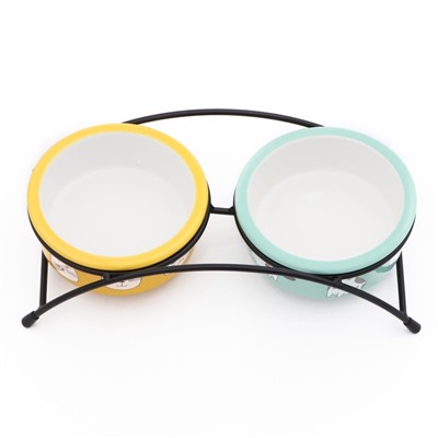 Миски керамические на подставке 2×250 мл