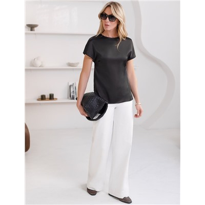 Блузка из стаина с коротким рукавом