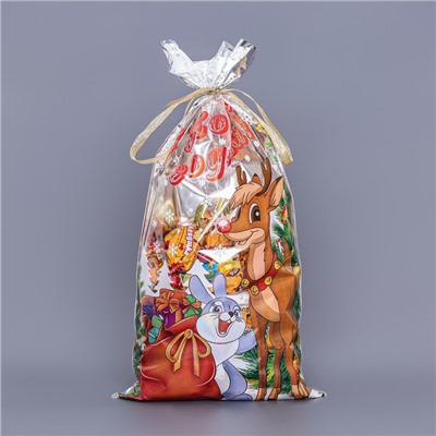 Пакет подарочный новогодний, для сладкого подарка «Оленёнок» 20×35 см