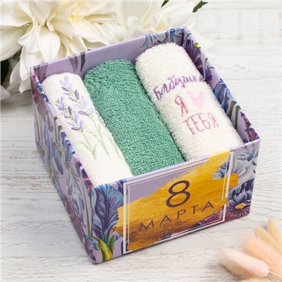 Набор полотенец «Бабушка» 30×30 см-3 шт., 100% хлопок 340 г/м²