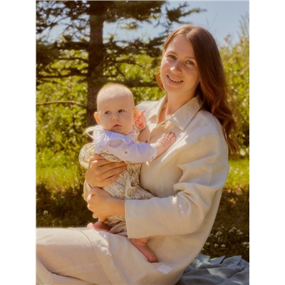 Пижама женская (рубашка, шорты) SL HOME Linen, размер 40-42, молочная