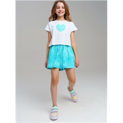 Комплект трикотажный для девочек: фуфайка (футболка), шорты