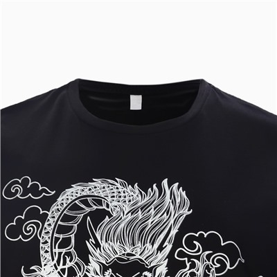 Футболка женская «Дракон», принт белый, чёрный, размер 44