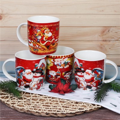 Кружка 6 штук на металлстенде 400 мл Новый год / Q151/FD602 / АКЦИЯ/кружка новогодняя