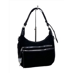 Женская сумка из искусственной кожи и натуральной замши, цвет черный