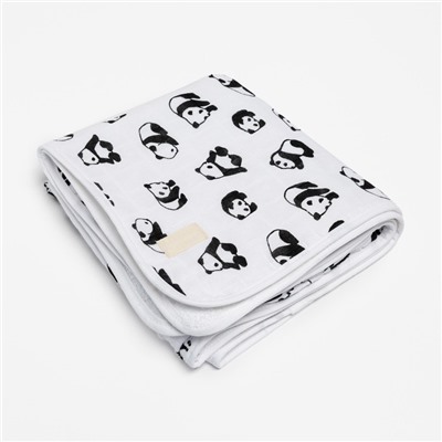 Полотенце детское «Панды» 50×90 см, 100% хл, муслин 105 г/м², махра 300 г/м²