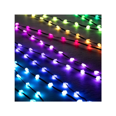 Умная гирлянда «Нить» 5 м роса с насадками «Цветочки», IP20, тёмная нить, 100 LED, пульт ДУ, приложение, свечение RGB, USB