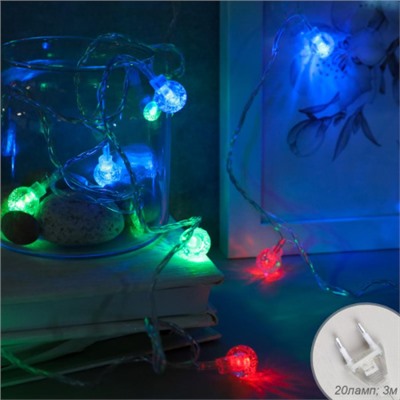 Гирлянда 4 м 20 LED / NEW17 /уп 100/разноцветный