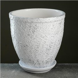 Горшок для цветов «Белое серебро», 2.4 л, d=17 см, h=17.4 см, керамика, с поддоном, белый