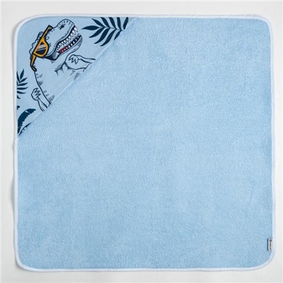 Полотенце - уголок махровое «Крошка Я» T-rex king, 75×75 см, хлопок 100%, голубое