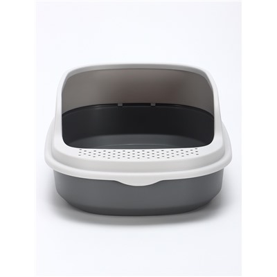 Лоток для кошек Фур-Мур 48×35.5 см с высоким бортом + совок Soft-touch, смоки