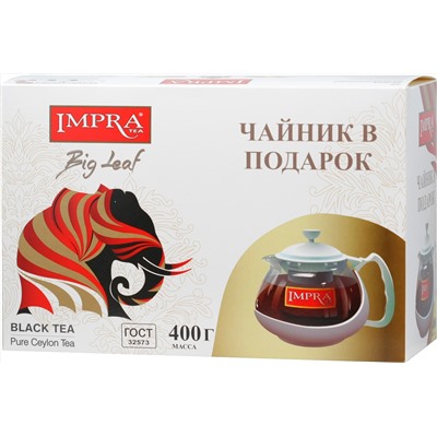 IMPRA. Набор Big Leaf c чайником (белая пачка) 400 гр. карт.упаковка