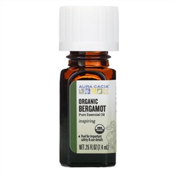 Aura Cacia, Чистое эфирное масло, органический бергамот, 7,4 мл (0,25 жидк. унции)