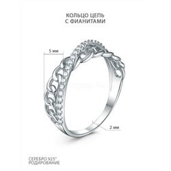 Серьги цепи из серебра с фианитами родированные С5443р