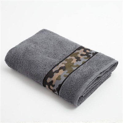 Полотенце махровое Love Life «Милитари» 70×130 см, 100% хлопок, 360 г/м², серое