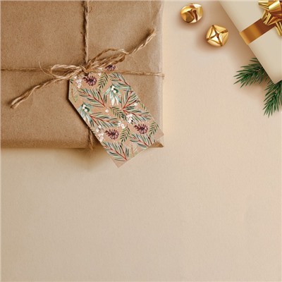 Открытка-шильдик новогодний на подарок «Шишечки», 5×9 см