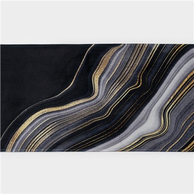 Коврик для ванной и туалета Доляна «Камень», 44×120 см, чёрный