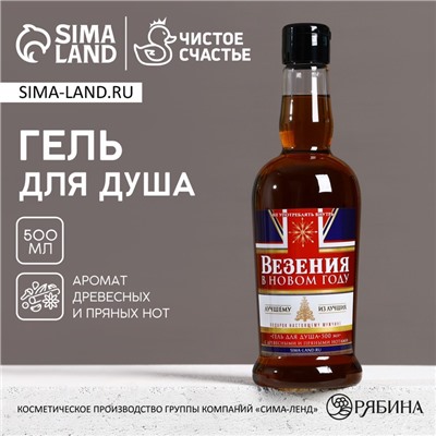 Гель для душа виски «Везения в новом году», 500 мл, аромат древесный с пряными нотами, Чистое счастье