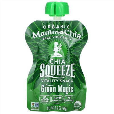 Mamma Chia, Organic Chia Squeeze, Vitality Snack, Green Magic, 8 Squeezes, 3.5 oz (99 g) Each