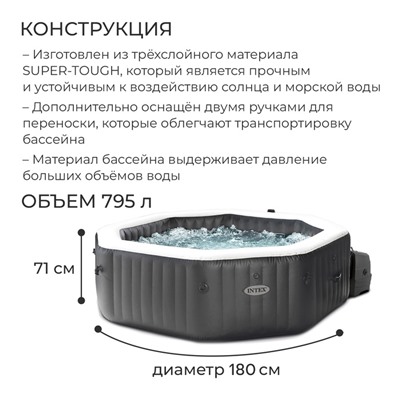 Спа – бассейн JET AND BUBBLE DELUXE SET, 180×71 см, 220-240V, 28458 INTEX