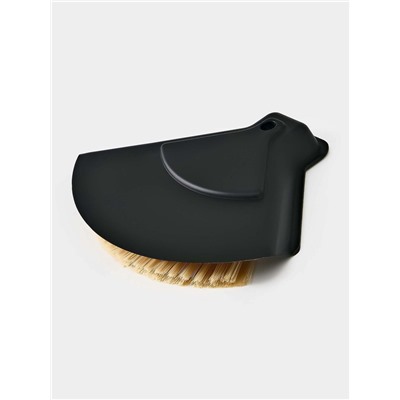 Щётка с совком Meli, бамбуковая ручка, 20×19 см, чёрная