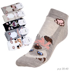 Носки р. 35-40 Кошка короткие / L808 /уп 10/1200/ ОДНА ПАРА/ МАРКА