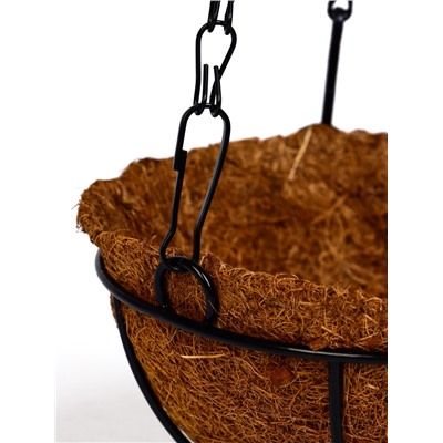 Кашпо подвесное «Полусфера», d=15 см, металлическое, со вставкой из кокоса