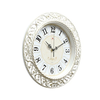 Часы настенные классические, бесшумные, плавный ход, d=39.5 см, белые, от батарейки 1×АА
