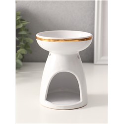 Аромалампа для эфирных масел «Древо жизни», керамика, белая с золотом, 9.3×9.3×11.8 см