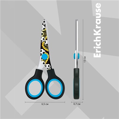 Ножницы детские 13 см ErichKrause Junior Decor "Sport DNA", с принтом на лезвиях, блистер