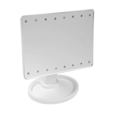 Зеркало KZ-06, подсветка, настольное, 26.5×16×12 см, 16 диодов, сенсорная кнопка, белое