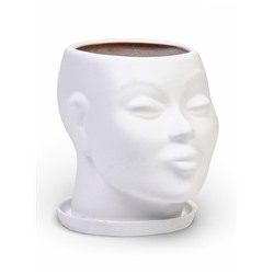 Декоративный горшок для цветов «Голова», керамический, 1.3 л, 16×16×14 см, белый