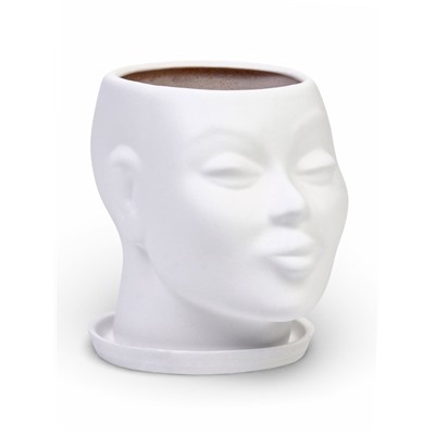 Декоративный горшок для цветов «Голова», керамический, 1.3 л, 16×16×14 см, белый