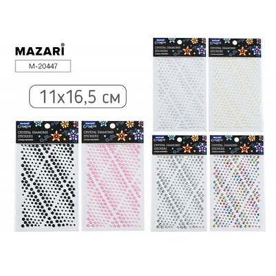Наклейки-стразы пластиковые 11х16,5 см, 6 дизайнов M-20447 Mazari