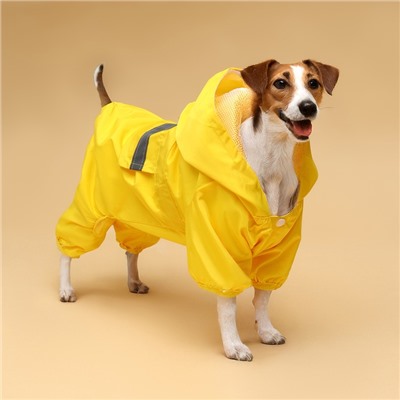Комбинезон для собак, демисезонный с подкладом, размер S (ДС 25, Ог 37 см), жёлтый