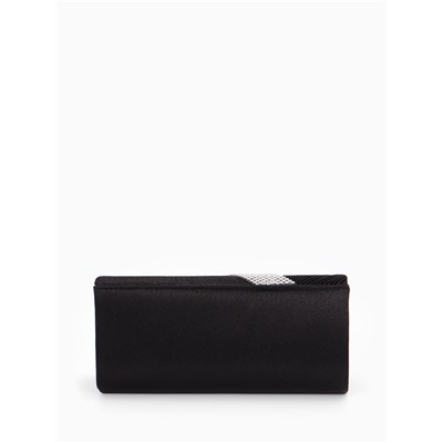 Сумка-клатч вечерняя на магните, на длинной цепочке, с серебристой вставкой, чёрная