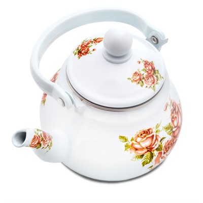 25617 Заварник ЭМАЛЬ с/сито 1,5л РОЗА MB (х24)