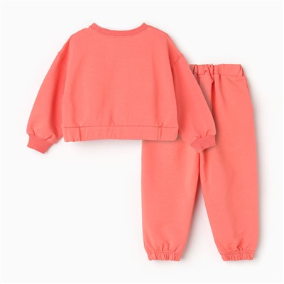 Комплект для девочки (свитшот, брюки), цвет тёмно-персиковый, рост 110 см