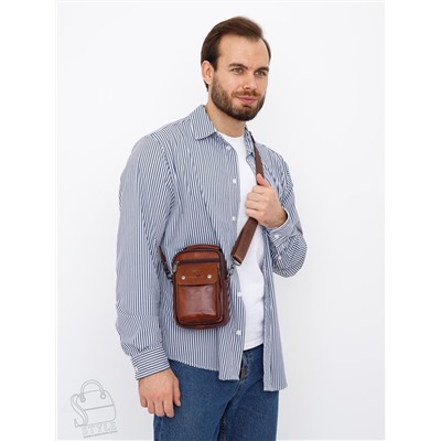 Сумка мужская кожаная 3131 brown Fuzhiniao в Новосибирске